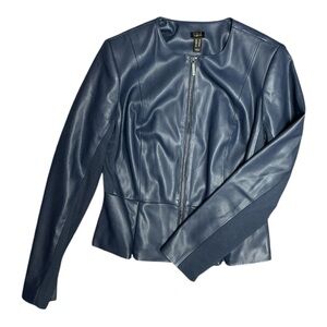 G.I.L.I. - EC - Blue Leather Jacket Sleek Fitted Design